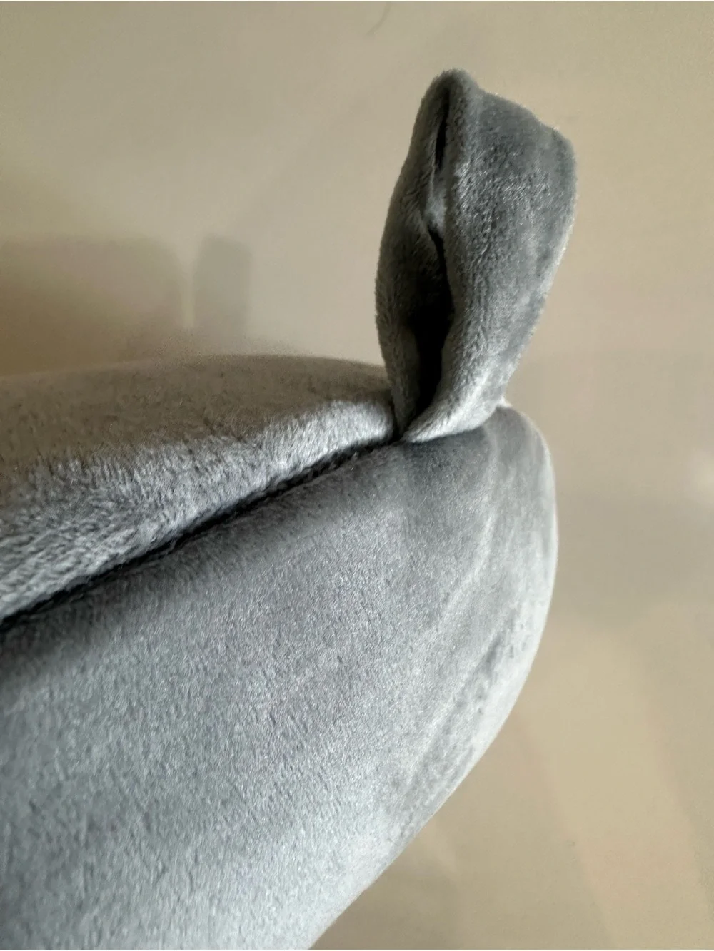 Plush Gray Travel Neck Pillow with Snap Closure
